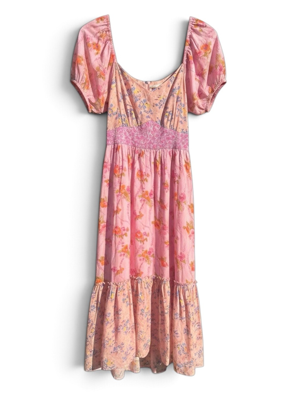 LoveShackFancy Angie Patchwork Floral Cotton Maxi Dress Pink Size 10